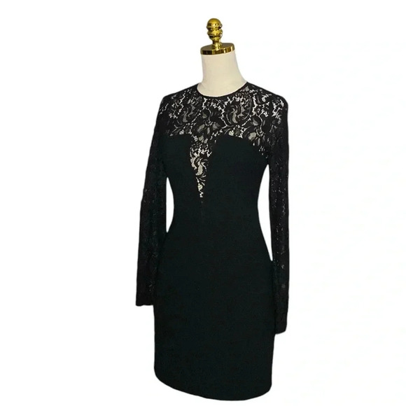 ARITZIA BABATON |  Masaki Black Lace Bastier Bodycon Mini Dress Size 4 - Picture 4 of 11